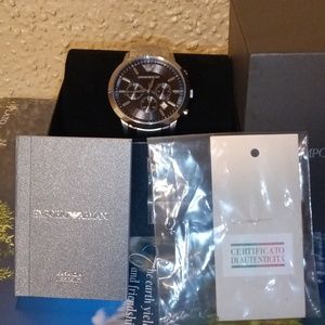 EMPORIO ARMANI AR2448 Men's Watch Chronograph Blue Dial Stainless Steel Dress